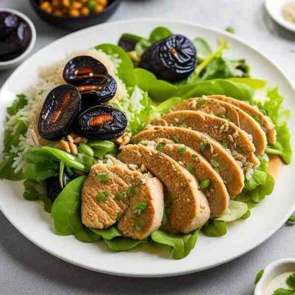 Салат с рисом курицей и черносливом